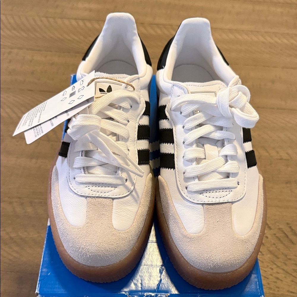 Adidas White, Black, and Tan Platform Sneakers